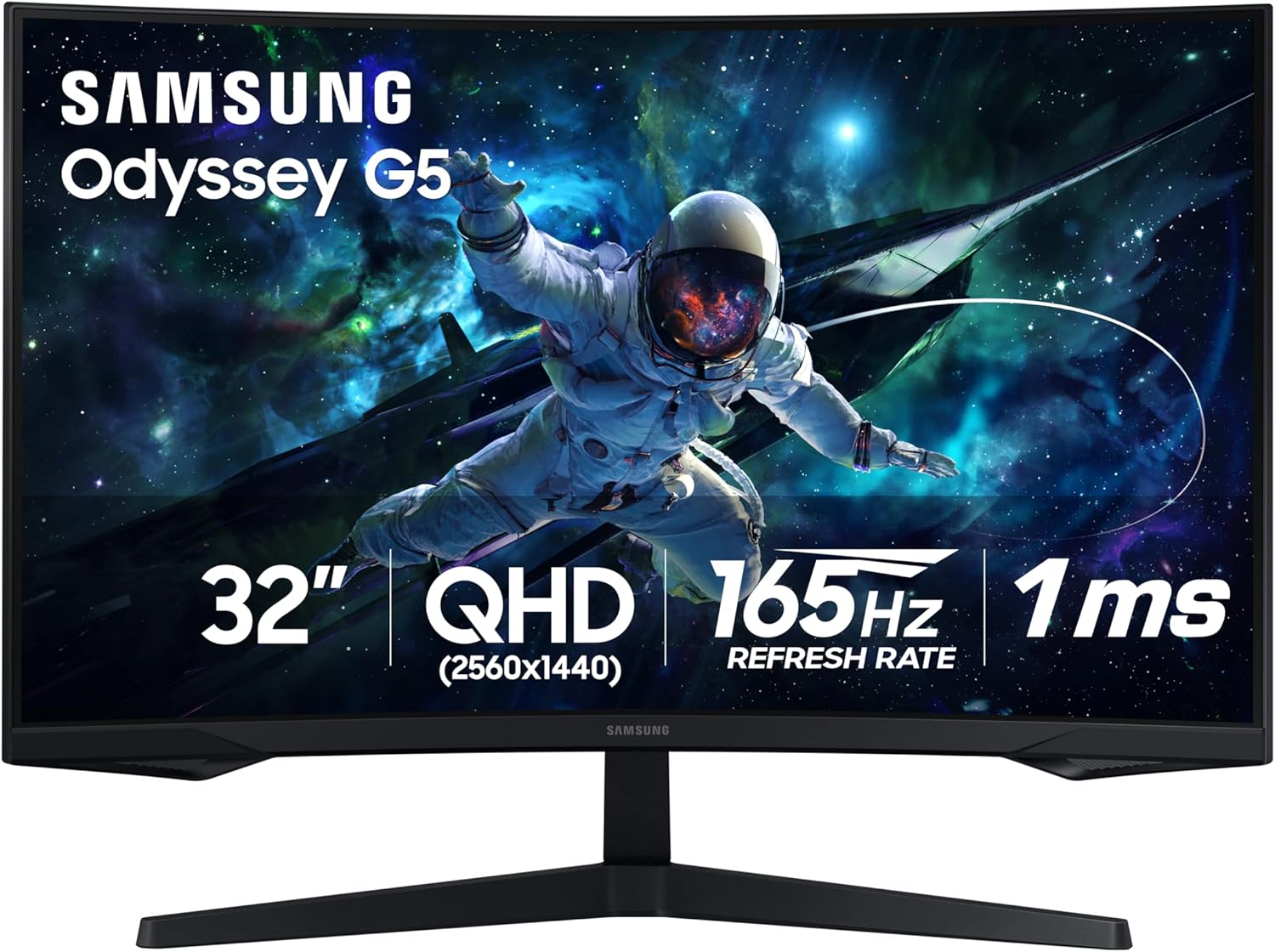 SAMSUNG Odyssey G55C 32" QHD Curved Gaming Monitor – 165Hz, 1ms, HDR10, FreeSync