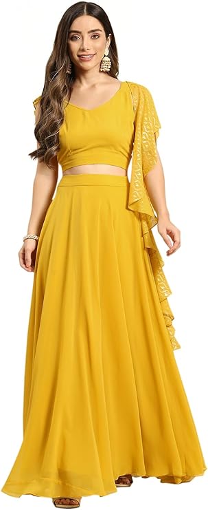 TRENDMALLS Georgette Embroidery Sequence work Lehenga Choli with Dupatta for Women Ready To Wear