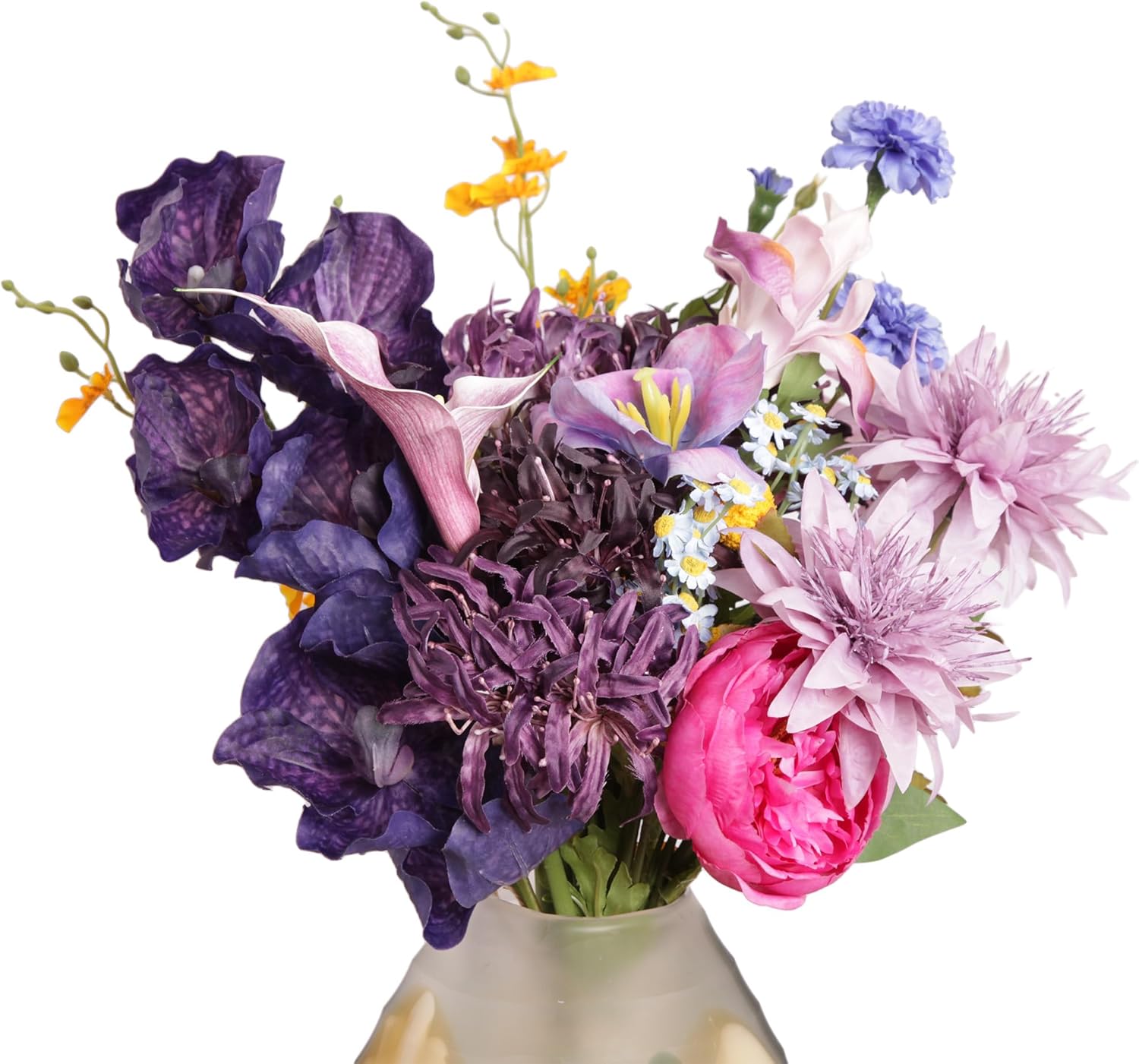 Artificial Flowers & Fake Flowers Bouquet, Lifelike Faux Silk Spider Lily Arrangement, Luxe Jewel Tone Centerpiece for Home Wedding Party